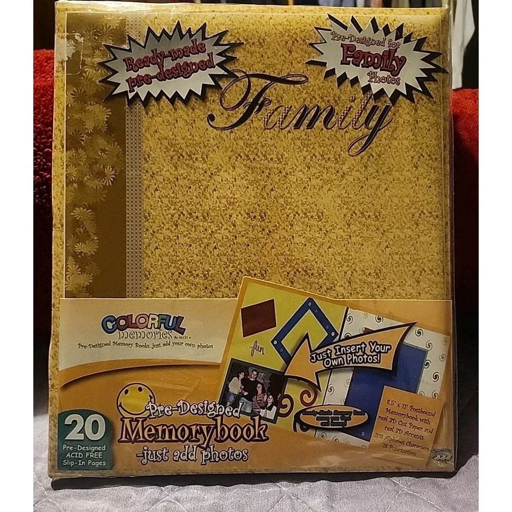 Pre Designed Memory Book Hardcover Family Photo Album Binder 20 Slip In Pages